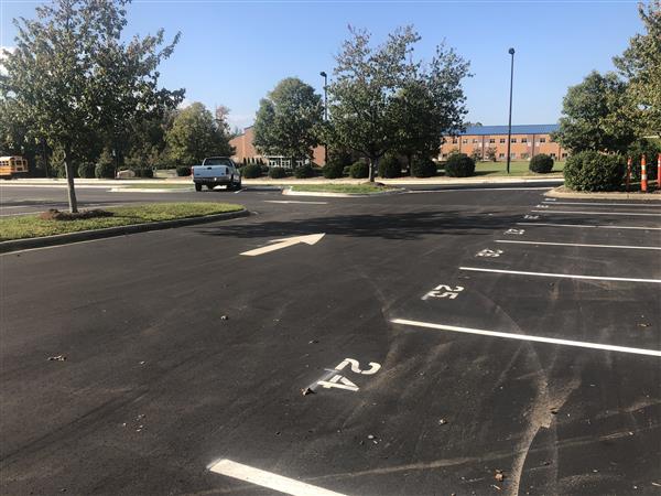 Repaved MS parking lot